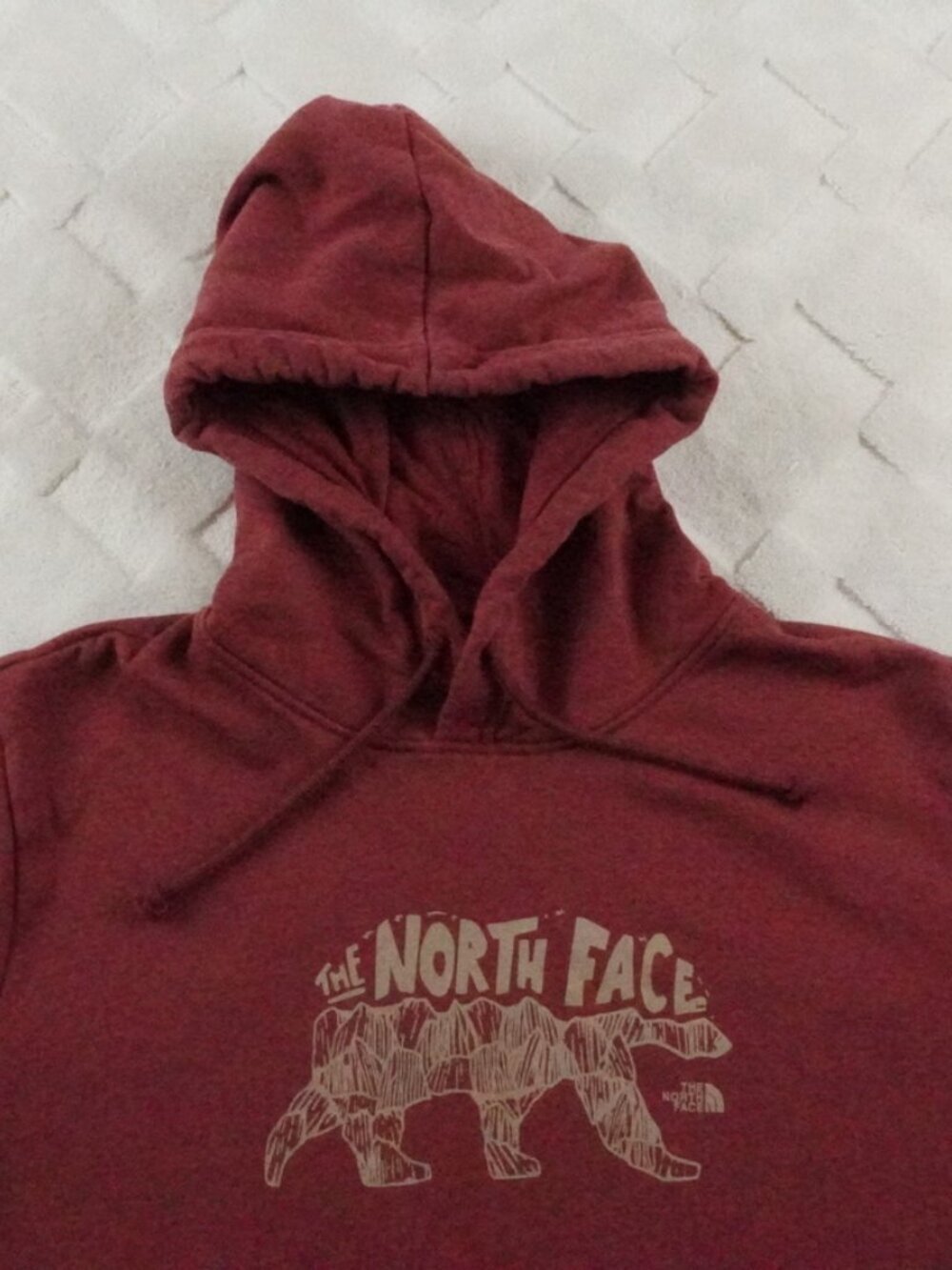 The North Face Hoodie Mens Large Evolution Bear Graphic Print Pull Over Red